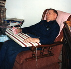 Dad playing solitaire.